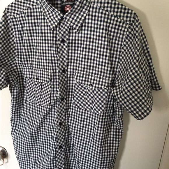 Short sleeve Blue and white button up shirt - Picture 1 of 2